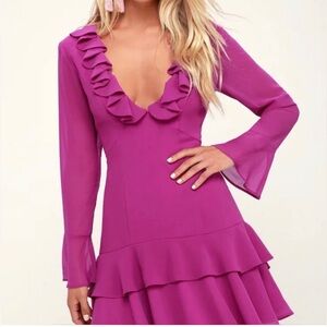 Keepsake the label Elegant Fuchsia Ruffle Dress